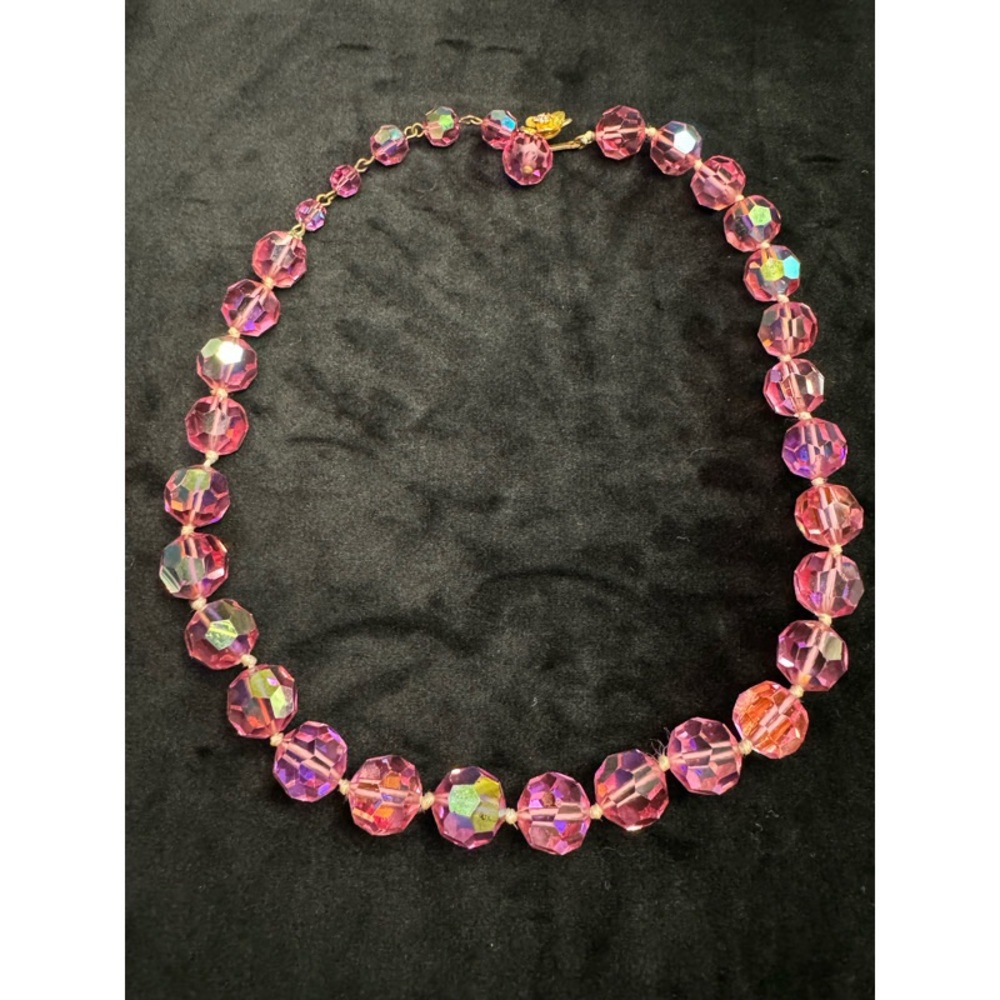Vintage Robert DeMario Pink Aurora Borealis Necklace